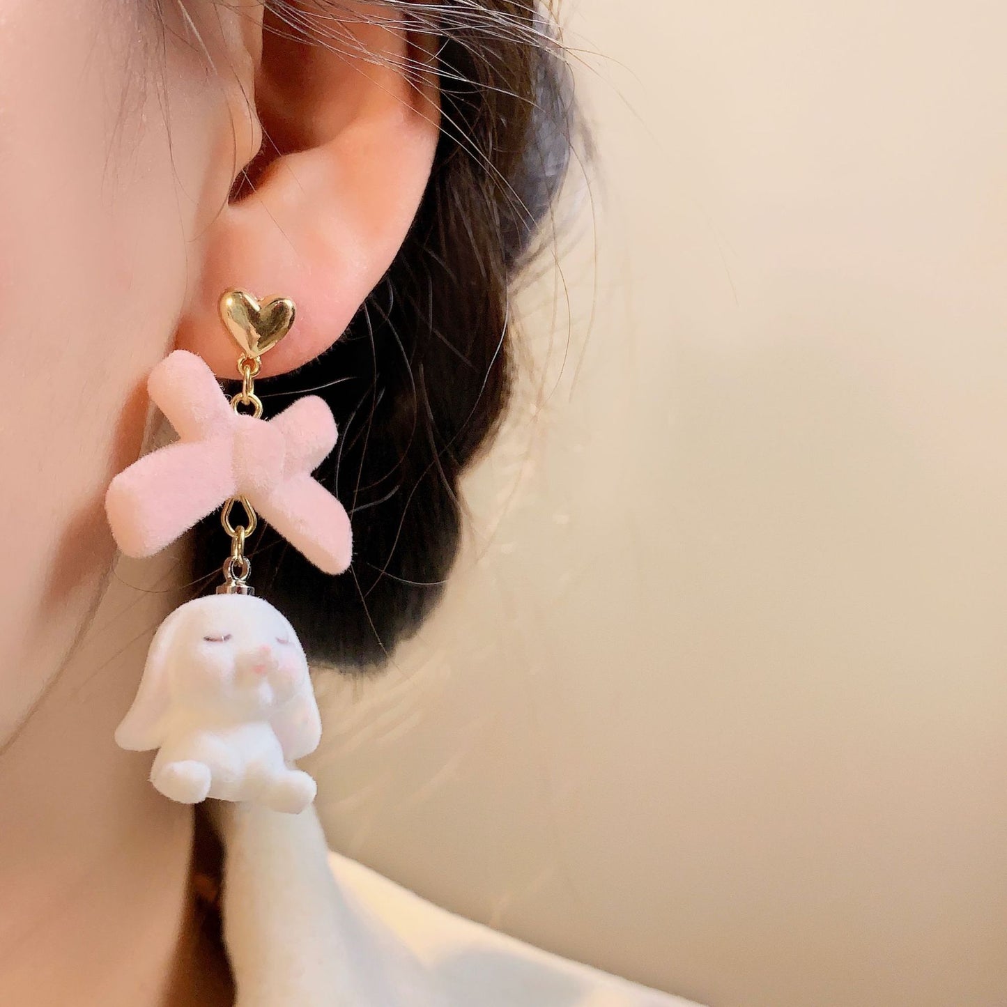 Alloy bow long rabbit earrings (Minimo de Compra 2) MIC-XingS012