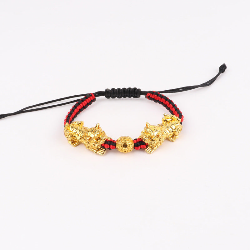 Alloy woven red rope gold flat knot bracelet (Minimo de Compra 3) MIC-GonL001