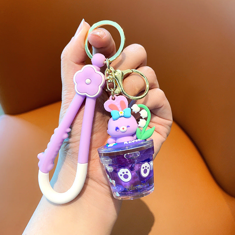 PVC oil flowing sand animal cartoon keychain MIC-MLZ022