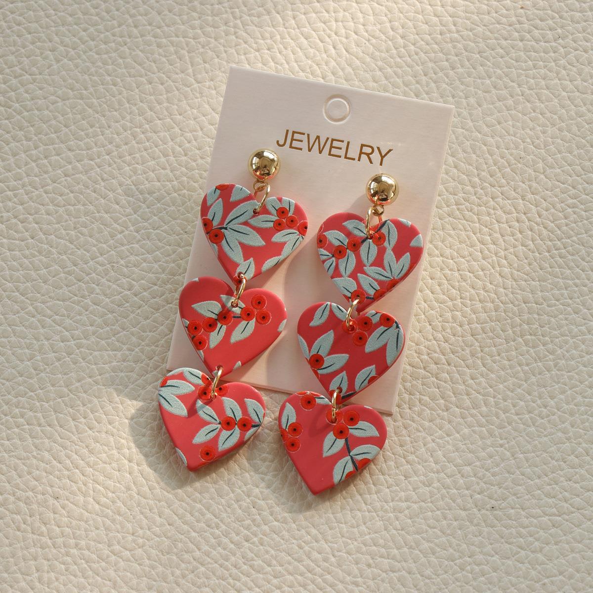 Acrylic flower love eye earrings MIC-OuY009