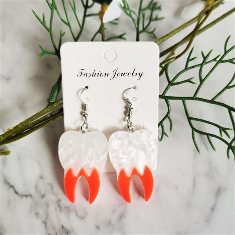 Acrylic Multi Color Teeth Earrings (Minimo de compra 2) MIC-XiangE001