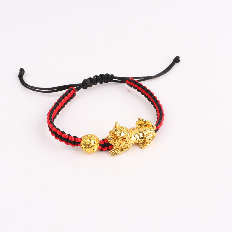 Alloy woven red rope gold flat knot bracelet (Minimo de Compra 3) MIC-GonL001