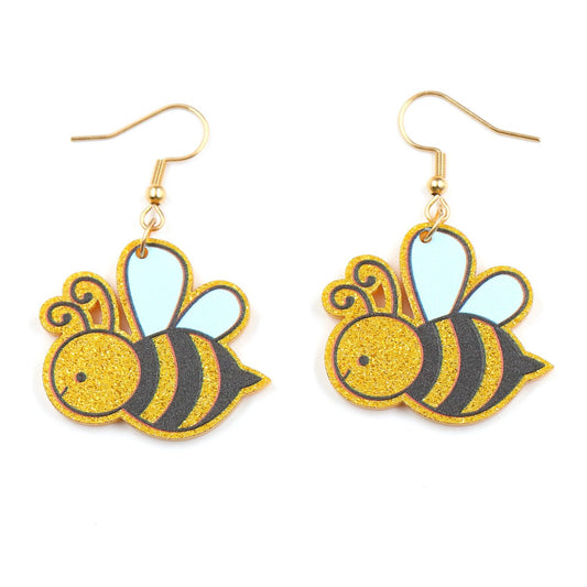 Alloy acrylic bee water drop earrings (Minimo de compra 5) MIC-XiaoY084