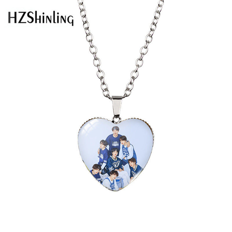 Alloy Time Gem Heart Necklace MIC-XiangL038