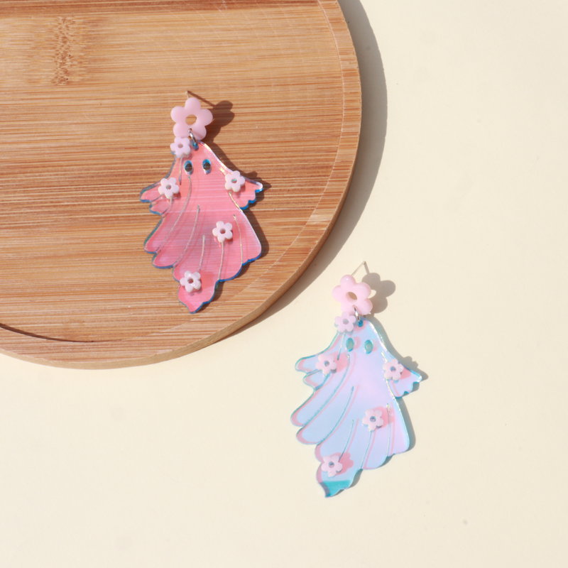 Acrylic Halloween Ghost Earrings (Minimo de Compra 3) MIC-OuG078