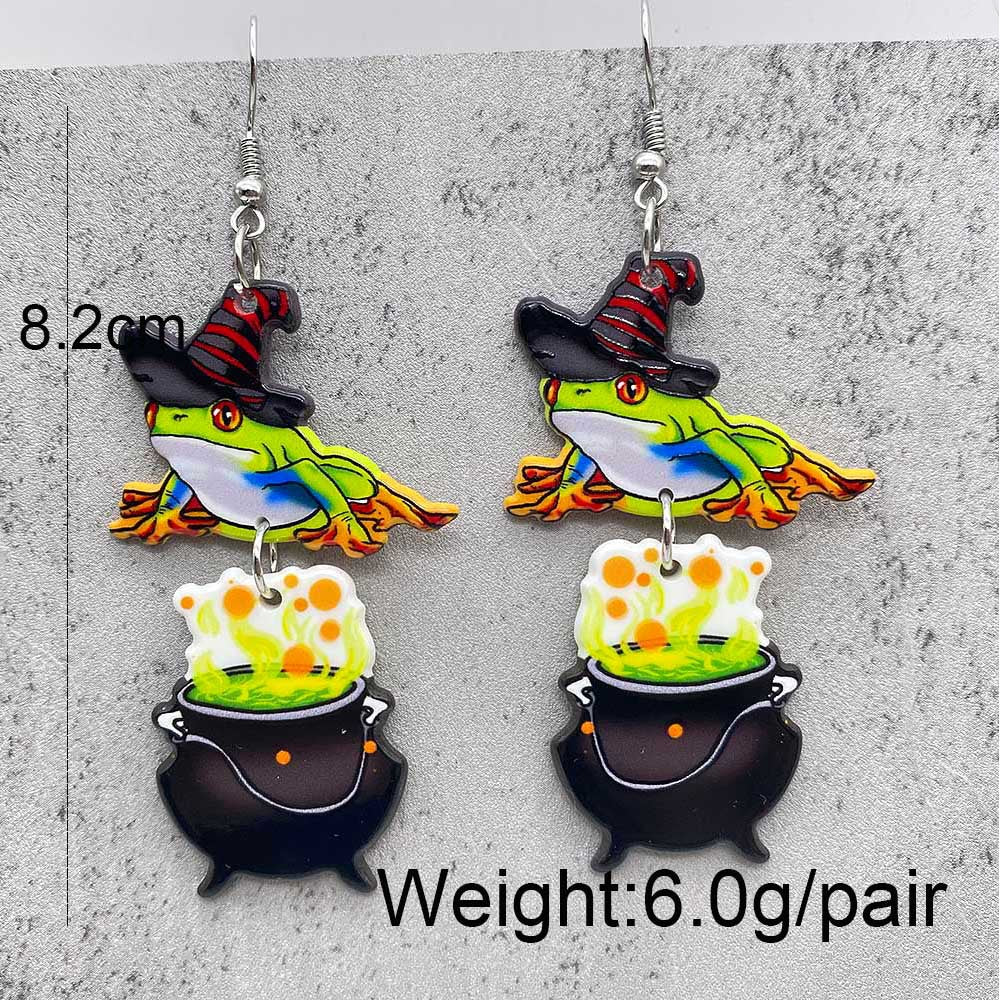 Acrylic Halloween Cowboy Ghost Earrings (Minimo de Compra 2) MIC-ChenY012