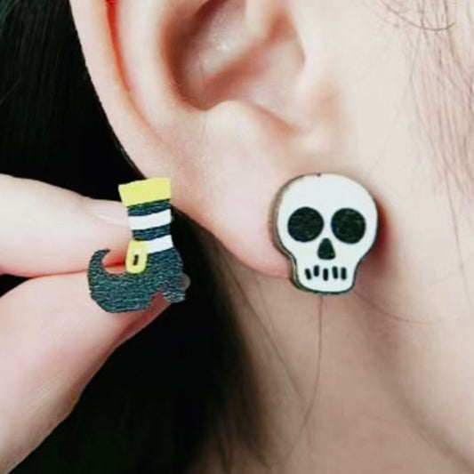 Acrylic Halloween Skull Head Earrings (Minimo de Compra 2) MYA-DuA027