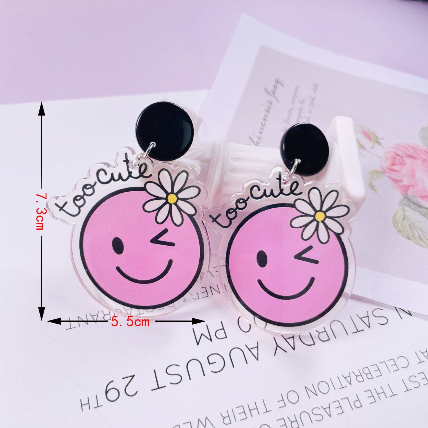 acrylic fun graffiti transparent acrylic flower earrings Minimo de compra 2 jiayi007