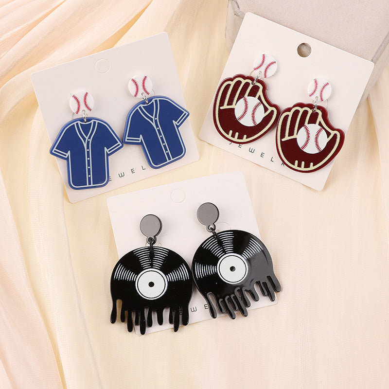 Alloy Love Baseball Earrings (Minimo de Compra 3) MIC-YouY032