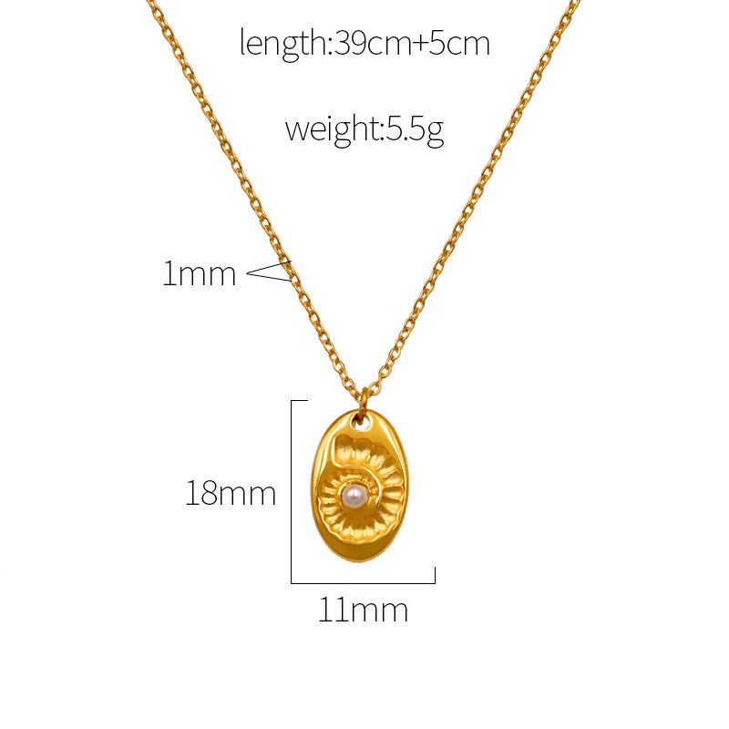 Stainless steel gold-plated oval zircon necklace MYA-XuanJ036