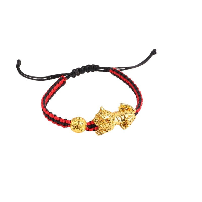 Alloy woven red rope gold flat knot bracelet (Minimo de Compra 3) MIC-GonL001