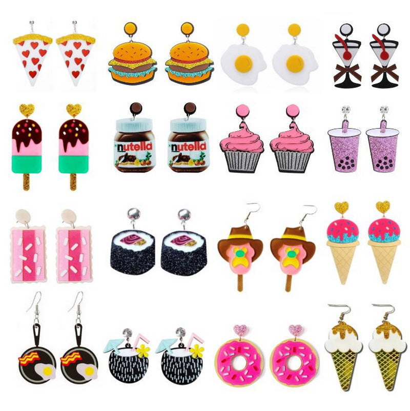 Acrylic Pizza Ice Cream Earrings MIC-XueP118