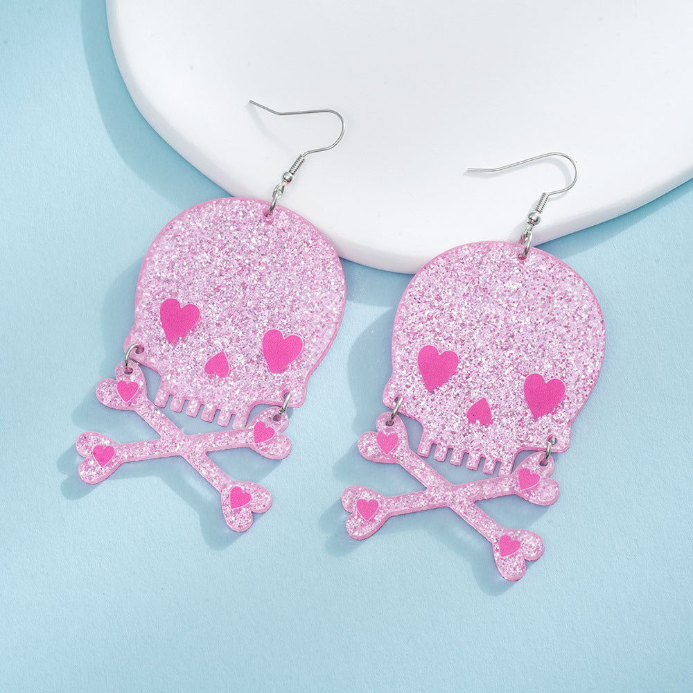 Alloy acrylic explosive skull earrings (Minimo de compra 2) MIC-AnD003