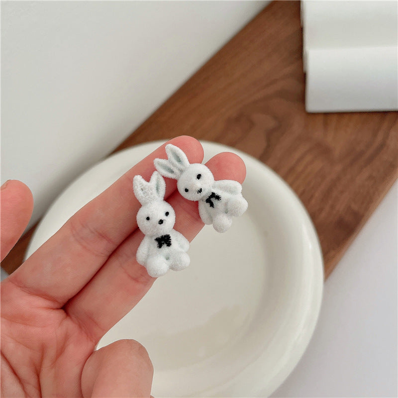 Alloy plush cute little rabbit earrings MIC-BeiL033