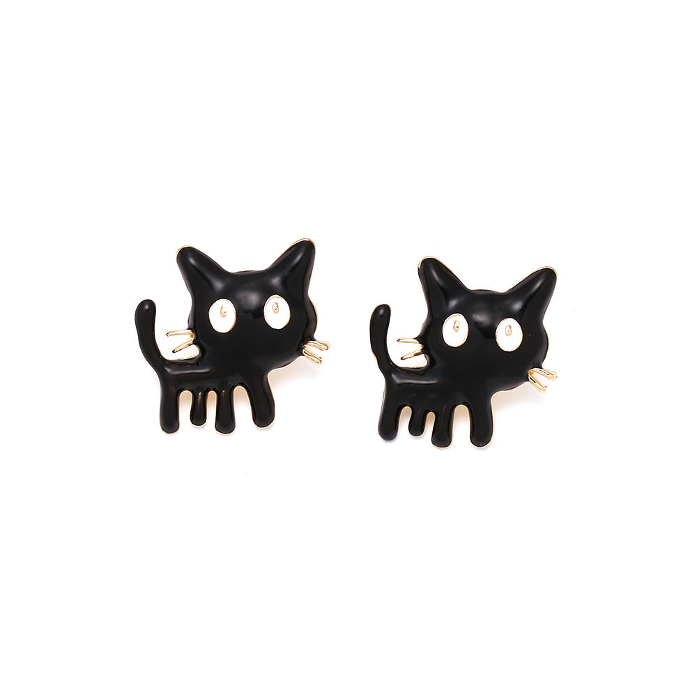 Alloy oil dripping kitten earrings MIC-ManY045