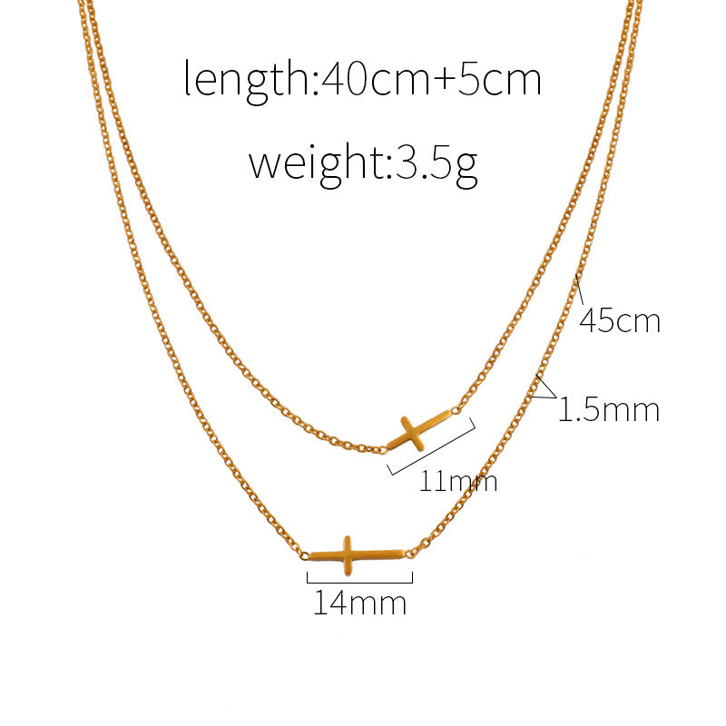 Stainless steel gold-plated double-layer cross necklace MYA-XuanJ033