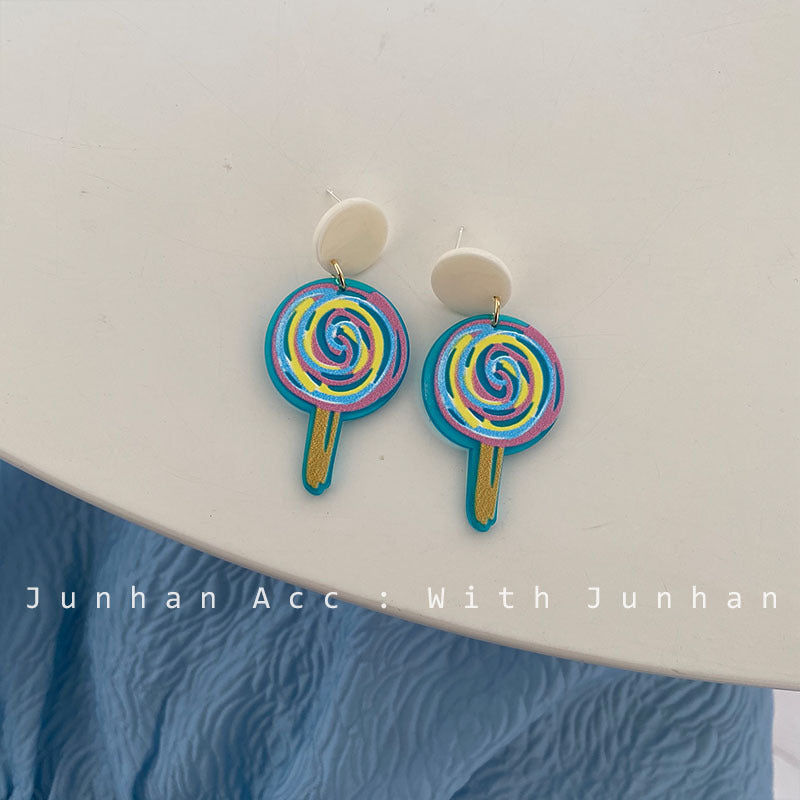 Acrylic lollipop kitten earrings MIC-JunH002