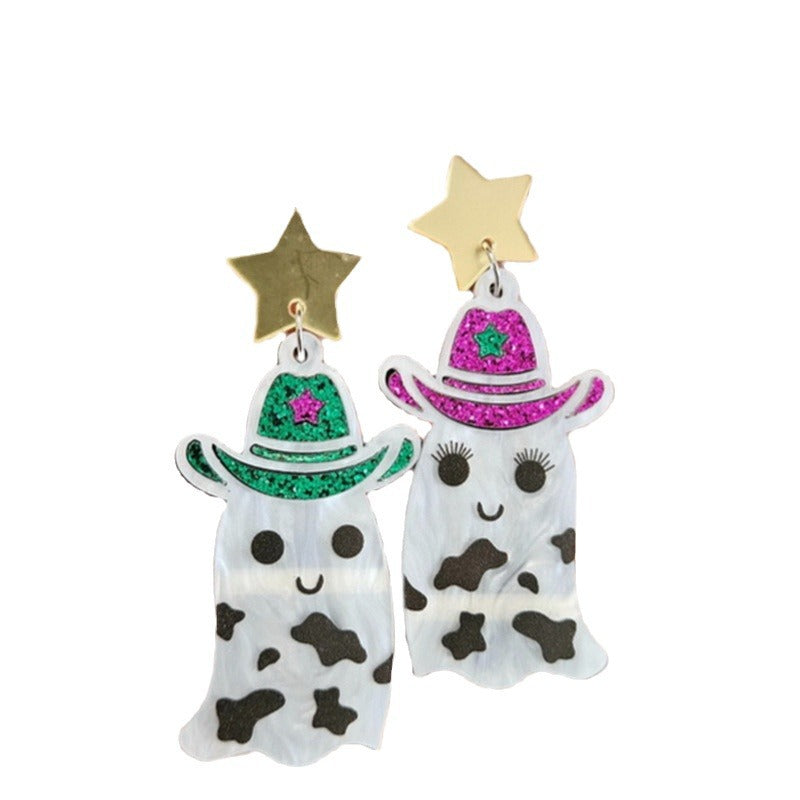 Acrylic Cute Western Cowboy Earrings MIC-XueP168