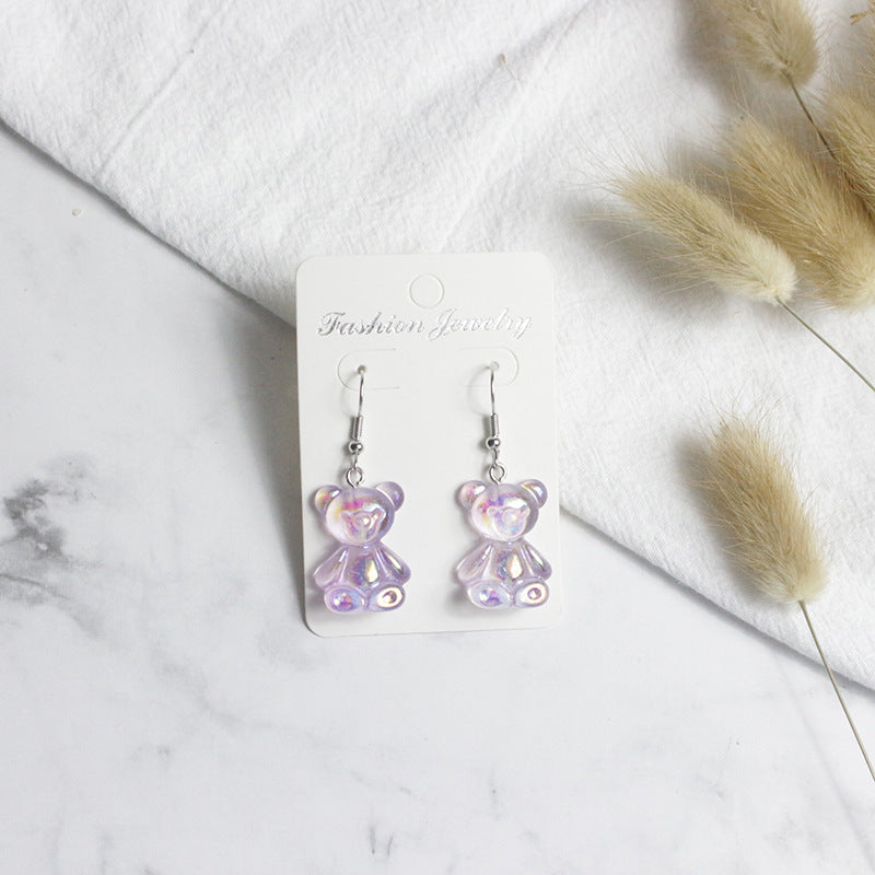 Acrylic Sweet Colorful Fresh Little Bear Earrings  (Minimo de Compra 2) MYA-PingH026