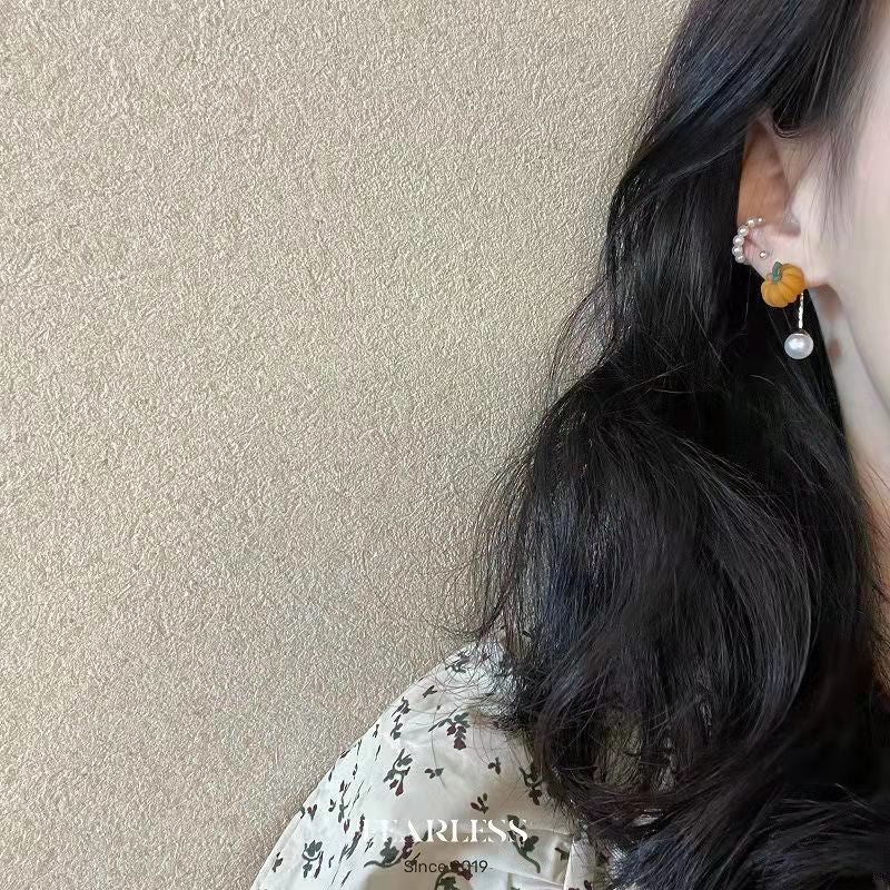 Alloy pumpkin pearl earrings (Minimo de compra 2) MIC-BiShang003