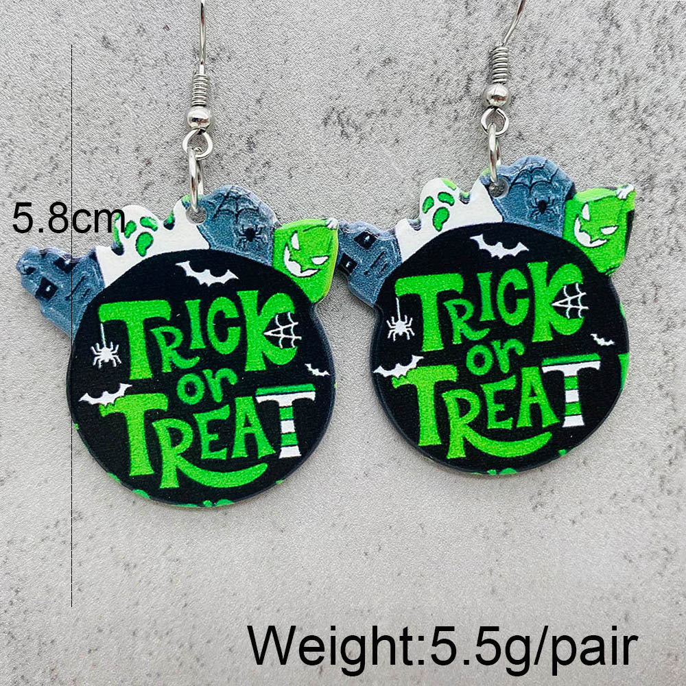 Acrylic Halloween pumpkin skull earrings (Minimo de Compra 2) MIC-ChenY021