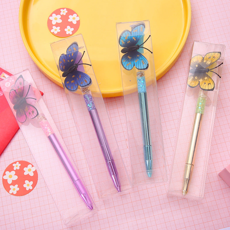 Ballpoint Pen Plastic Creative Butterfly Magnetic Lighting LED Gel Pen yige038