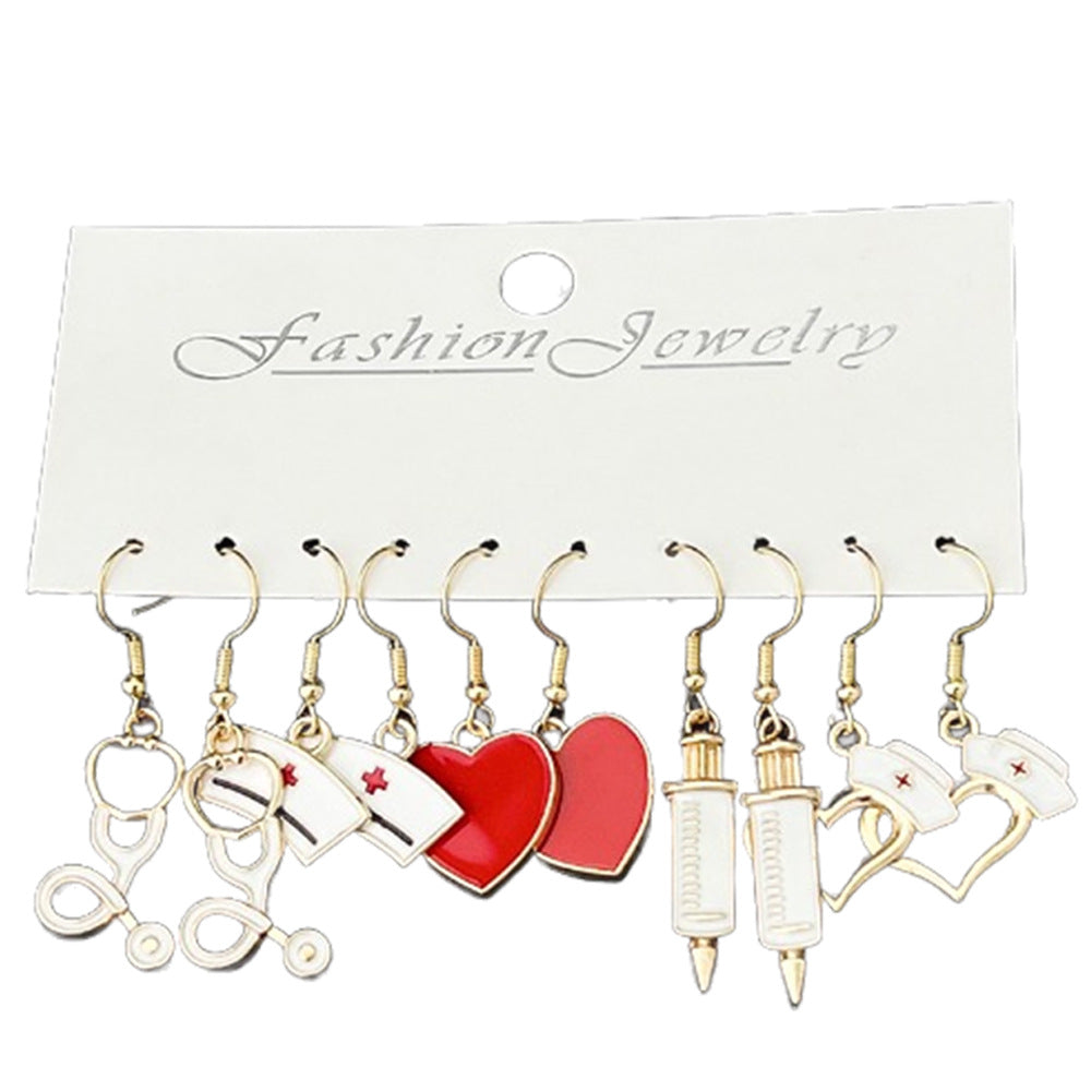 Alloy 5 pairs of gold syringe earrings (Minimo de compra 5) MYA-LuN001