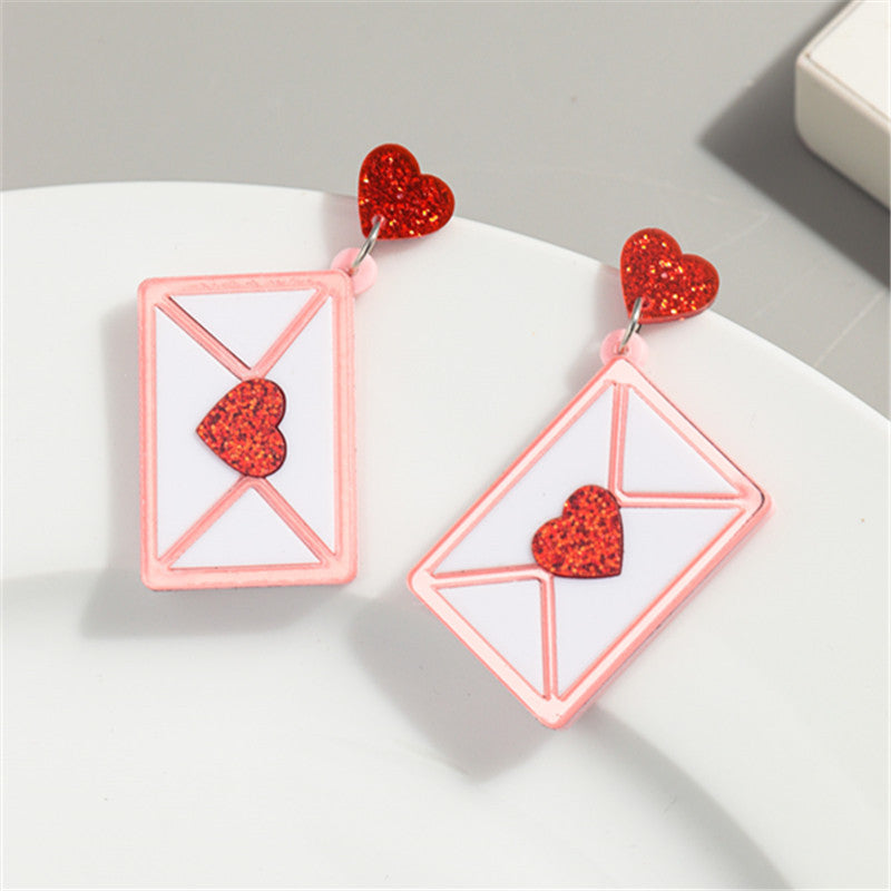 Acrylic Love Envelope Earrings MYA-ChouD040