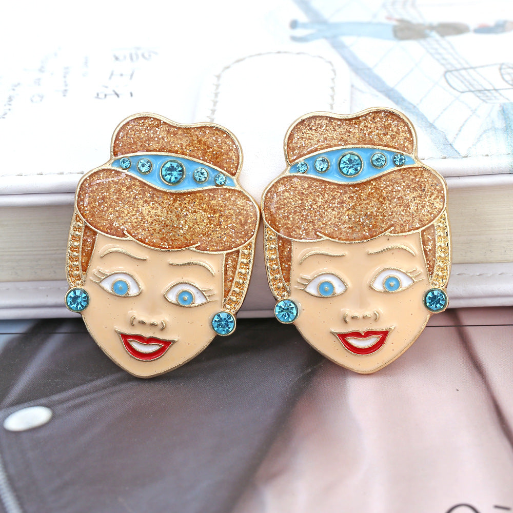 Alloy diamond inlaid cartoon character earrings MIC-ManY041