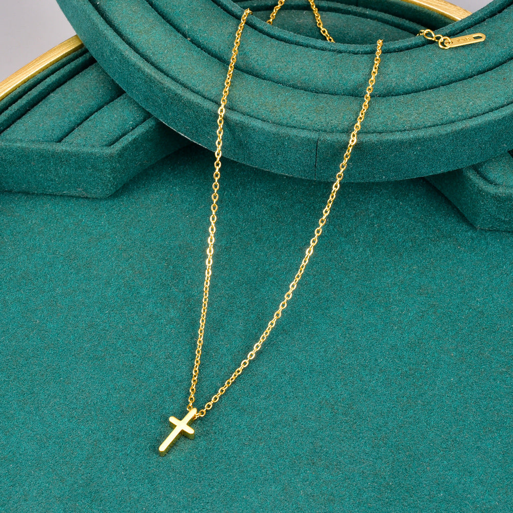 Gold Plated Titanium Cross Necklace MYA-YiS002