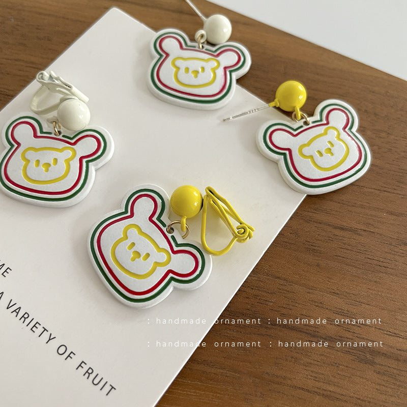 Alloy cartoon rainbow bear ear clip (Minimo de Compra 2) MIC-ShangY016