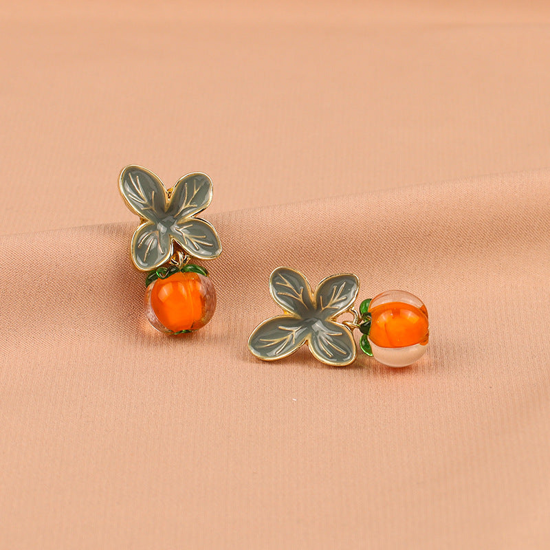 925 silver needle glass persimmon earrings Minimo de compra 2 MIC-LSY013