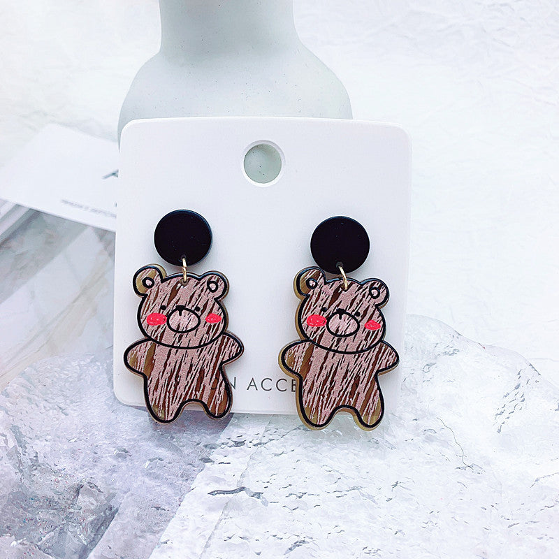 Acrylic Graffiti Embossed Print Earrings  (Minimo de Compra 2) MIC-ShiJ004