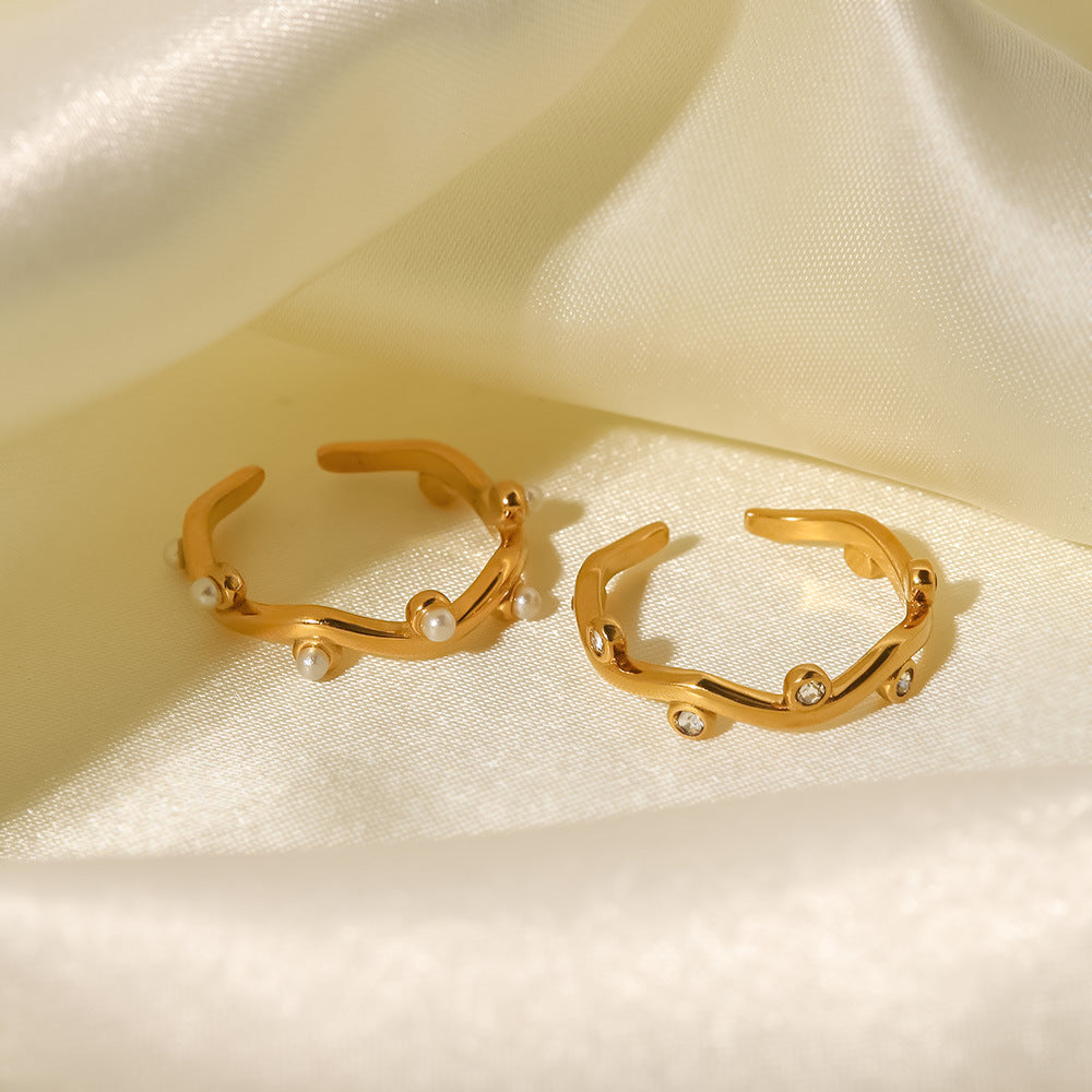 Gold Plated Pearl Stainless Steel Rings