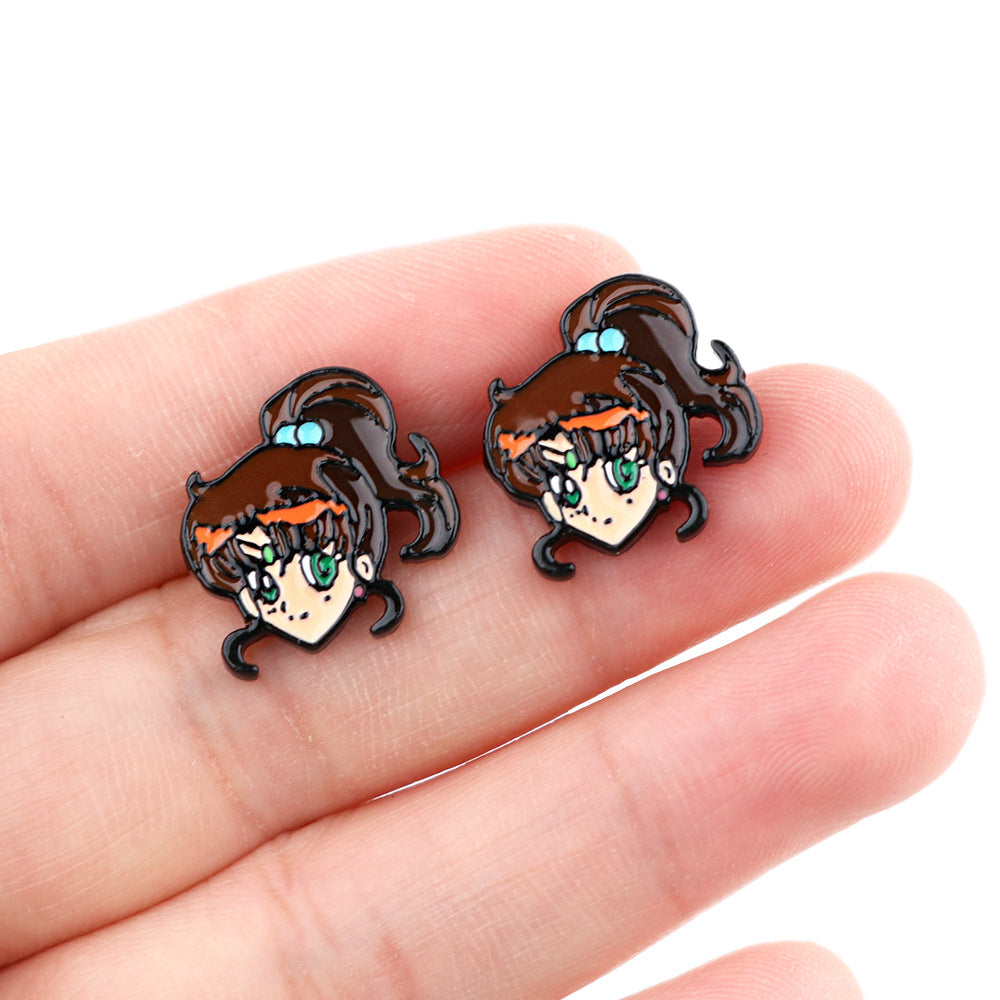 Alloy Beauty Girl Warrior Earrings (Minimo de Compra 5) MIC-KuB022