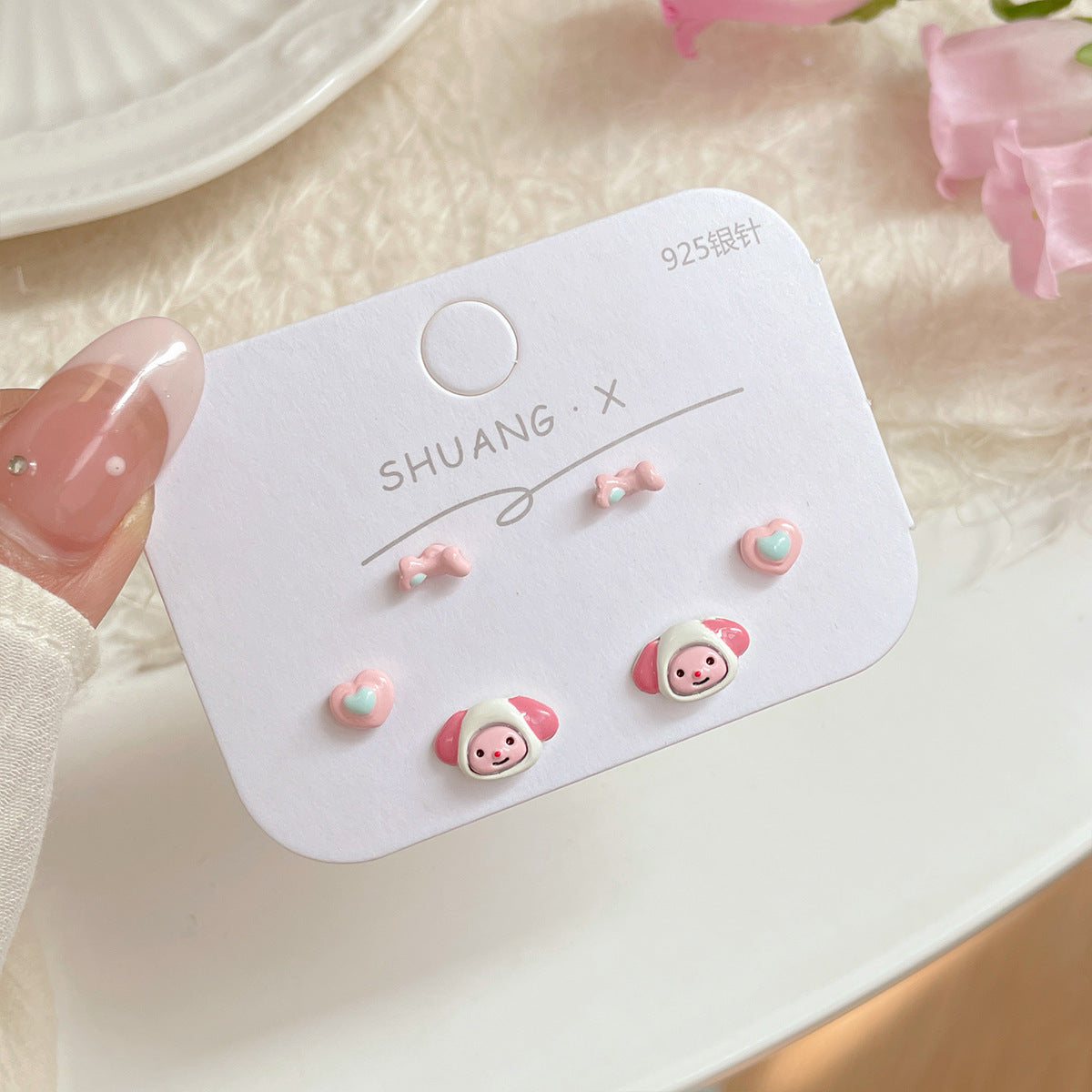 Alloy small fresh cartoon three piece earring set MIC-ShuangX048