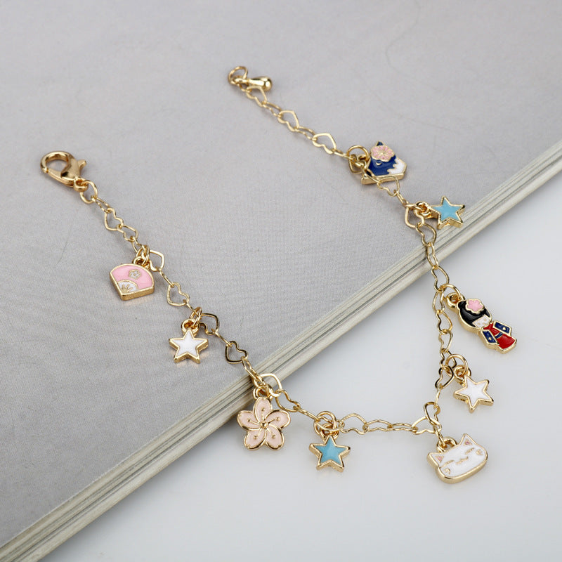 Alloy Little Flower Star Cat Bracelet MIC-AiWen003