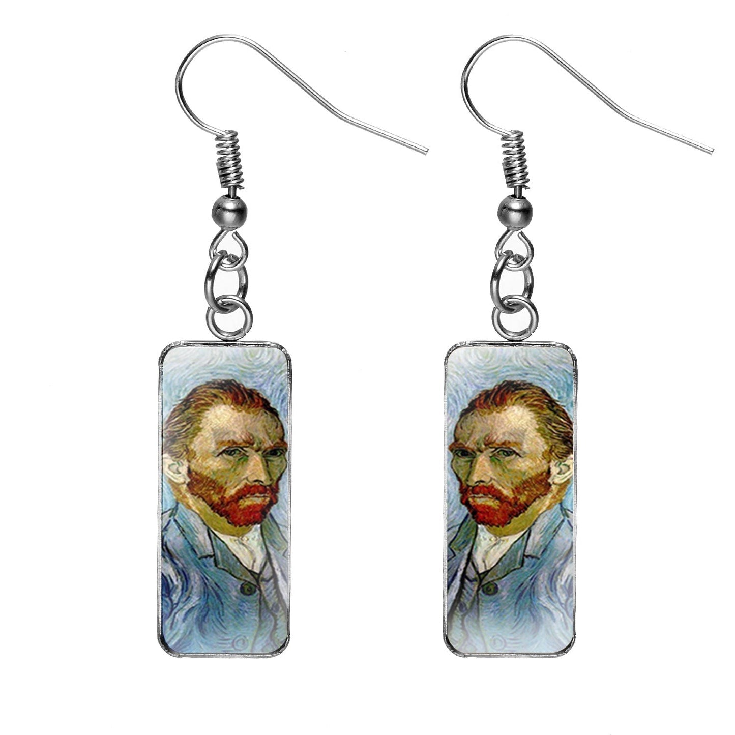 Earrings Stainless Steel Oil Painting Rectangle Pendant SongX042