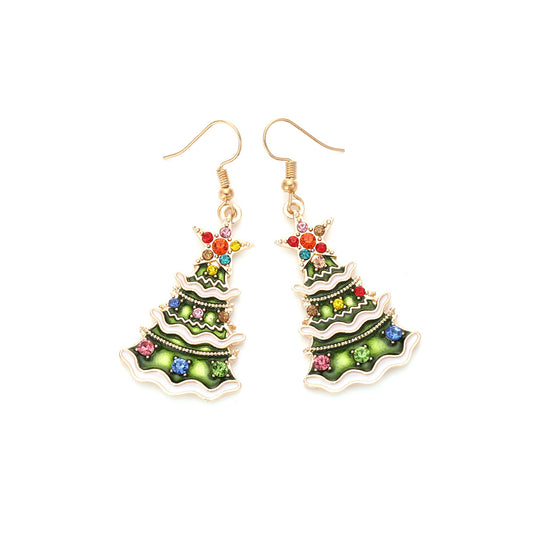 Alloy Drop Oil Star Christmas Tree Earrings MIC-ManY057