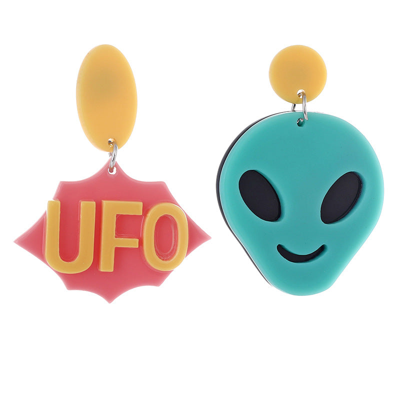 Acrylic cartoon alien UFO earrings MIC-XiY003