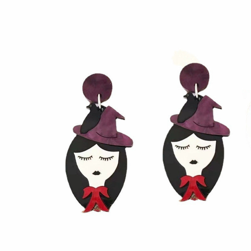 Acrylic asymmetric witch earrings Minimo de compra 2 MIC-BenD004