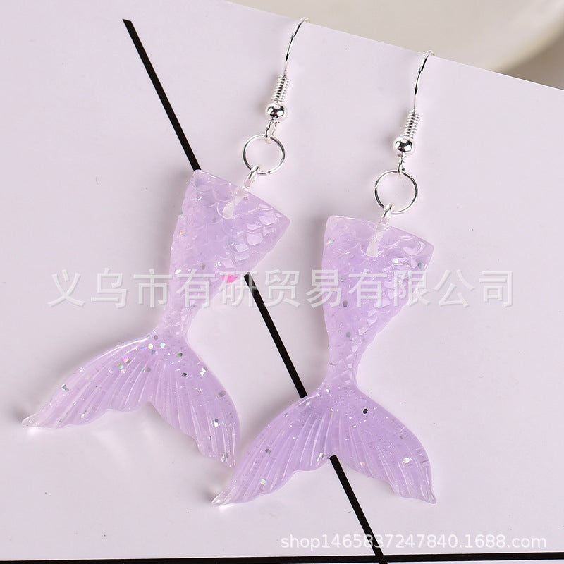 Acrylic sequin simulation mermaid earrings (Minimo de Compra 2) MIC-YouY015