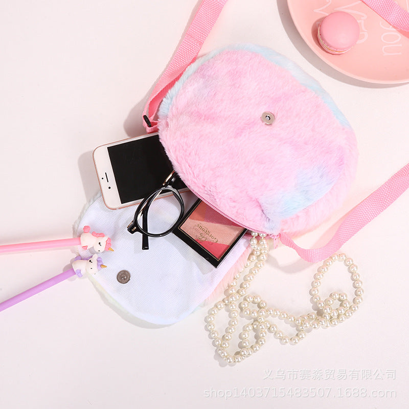 Plush cartoon unicorn messenger shoulder bag(Minimo de compra 5) MIC-SaiM003