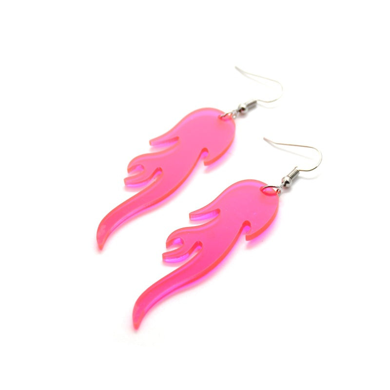 Acrylic Mirror Gold Flame Earrings MIC-QiuG010