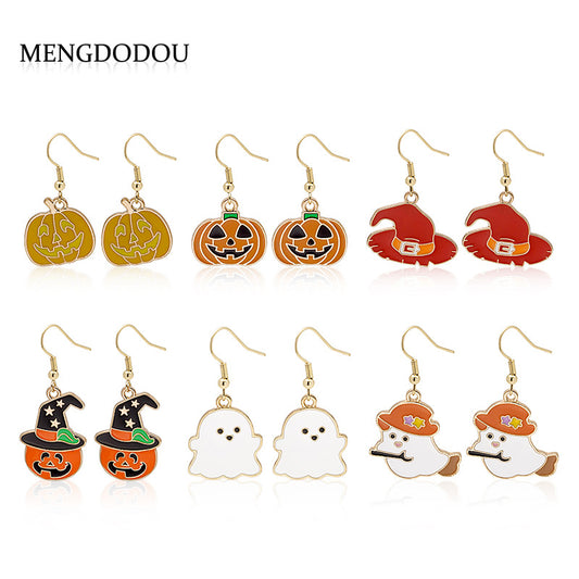 Acrylic Halloween Pumpkin Ghost Earrings MYA-MDD050