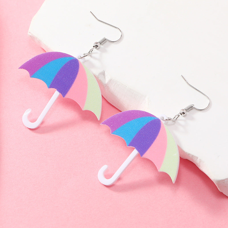 Acrylic colored umbrella earrings MIC-KaiQ043