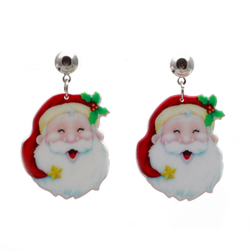 Acrylic Santa Claus Earrings  (Minimo de Compra 2) MYA-MiL006