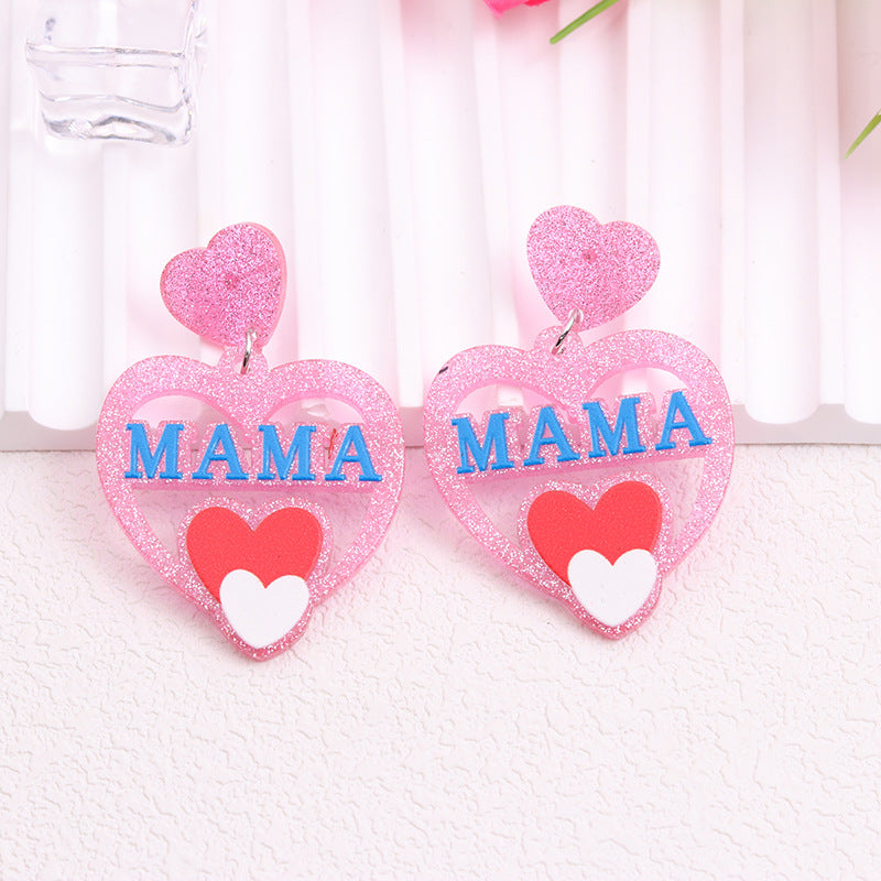 Acrylic Pink Love Earrings MIC-DuA084