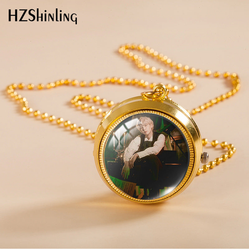 Alloy Time Gem Pocket Watch Necklace MIC-XiangL029