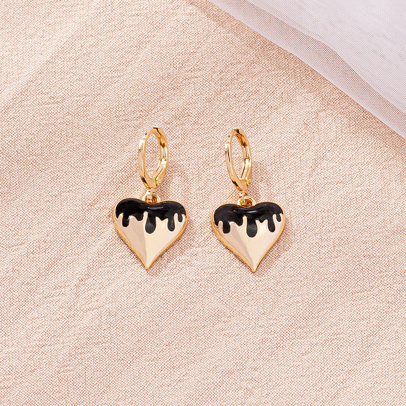 Alloy Peach Heart Oil Dropping Earrings (Minimo de compra 2) MIC-HLM001